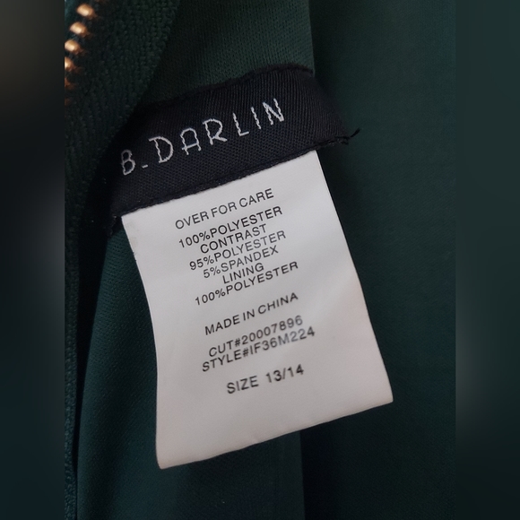 B. Darlin Emerald Green Velvet Burnout Mini Cocktail Dress, Size 13/14 - Picture 7 of 10